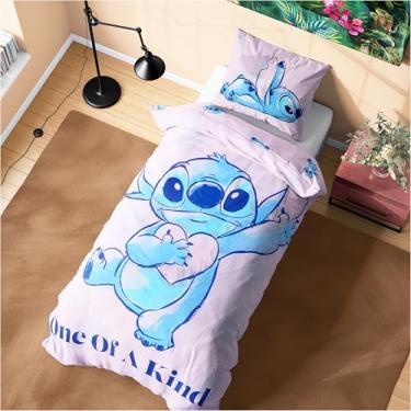 Imagem de Disney Conjunto de capa de edredom Stitch para meninas e adolescentes, roupa de cama infantil - vários tamanhos (ponto rosa individual)