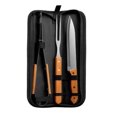 Imagem de Kit Churrasco Faca Faqueiro Utensílios Cozinha Churrasqueiro + Bolsa