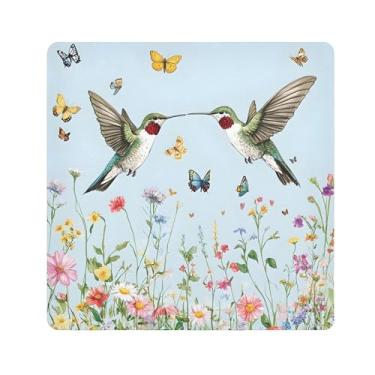 Imagem de SEHANY Saco de maquiagem de pano autoadesivo colorido flores primavera pássaro mágico protetor portátil para lente de câmera envoltório cosmético, bolsa de maquiagem aberta para mulheres, itens