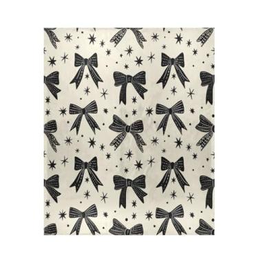 Imagem de ATTX Cobertor de microfibra de veludo com estampa de gravata borboleta - Cobertor de cama leve ultra macio para sofá, cama, 127 x 152 cm #150