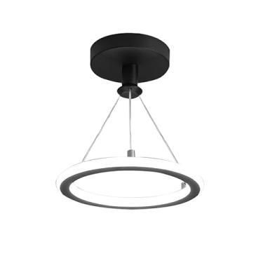 Imagem de Luminária de Teto Lustre Pendente LED Moderno com Três Cores de Luz para Sala, Quarto, Cozinha e Ambientes Internos(D32 Preto (21cmx1,5cm))