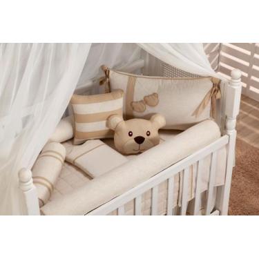 Imagem de Kit Berço Americano Rolinho Menino Ursinho John 9 Peças Linho com Caqu