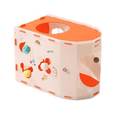 Imagem de Baoblaze Túnel para gatos, móveis, proteção, grande espaço, multifuncional, esconderijo com bola para gatos internos, descanso para gatinhos de estimação, Laranja