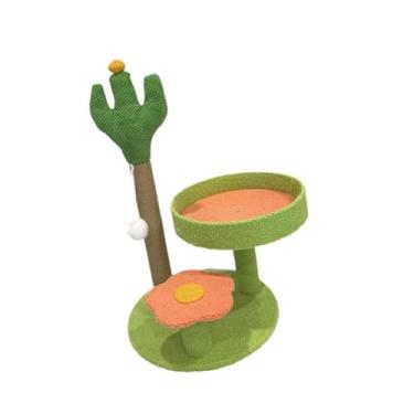 Imagem de Generic Árvore de gato e bola dançante de condomínio, torre de escalada de várias camadas com poste de arranhão para gatinho, exercício, interativo, descanso, Verde
