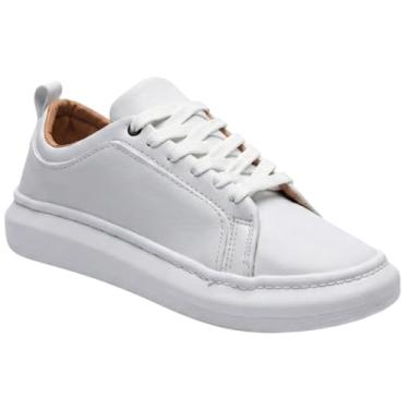 Imagem de Sapatênis Casual Masculino Linha Premium, Branco com Detalhes Caramelo (Branco, BR, Adulto, Numérico, 38)