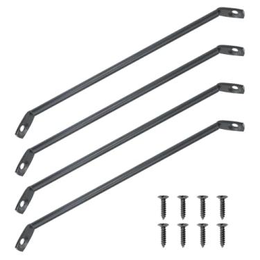 Imagem de ITROLLE 4 Peças De Suporte Pernas Reforçadas Pretas, Placa Ferro Para Perna Mesa Triangular, Conector Adaptador Computador Madeira, Mesas Jantar, Cama, Móveis Com Parafusos