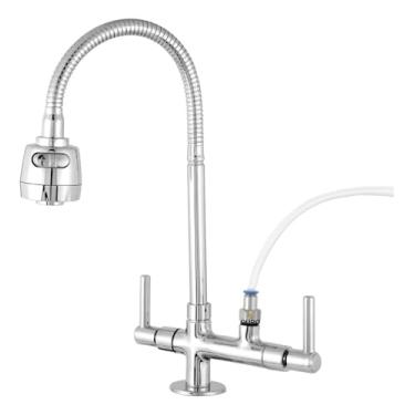 Imagem de Torneira Gourmet Flexivel Com Tubo Inox e Saida Para Filtro e Purificador De Agua, Torneira De Bancada De Cozinha