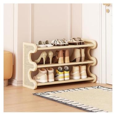 Imagem de SPXMQSS Sapateira Estreito Armário de Sapatos de Bambu Economia de Espaço Estreito Suporte de Sapatos Alto Fácil de Montar Prateleira de Sapatos Gabinete Bege 3 Camadas 50 x 25 x 52 cm