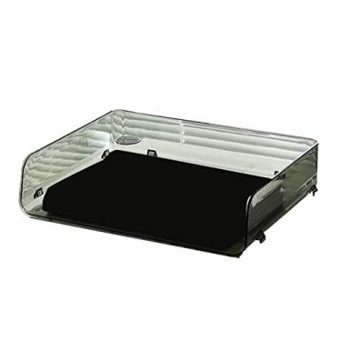 Imagem de Phefop Caixa de Armazenamento de A4, Organizador de Arquivo de Plástico Transparente Com Grande Abertura, Bandeja de Documentos Empilhável para Uso Em Mesa de Escritório (Verde 3