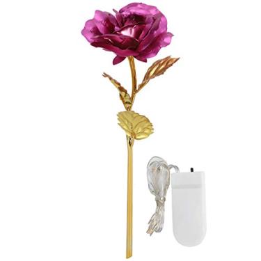 Imagem de Folha de ouro Rose Gift Lighting Last Forever Love Romântico Presente de Dia dos Namorados para Namorada Esposa Decoração de Casamento Material de Folha de Ouro 24 cm de Altura (Capa dura rosa)