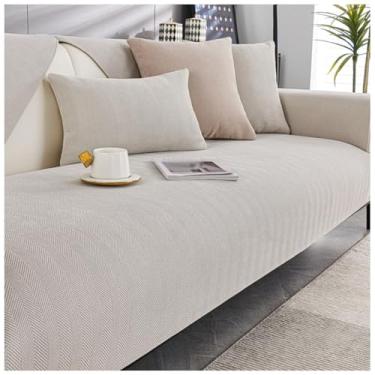 Imagem de SPXMQSS Capa para sofá, capa de sofá seccional, macia de chenille, antiderrapante, capa de sofá de 1/2/3/4 lugares, protetor de móveis em forma de L para sala de estar B 110 x 210 cm