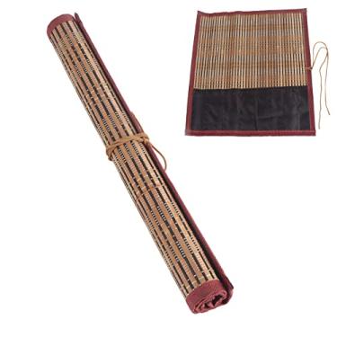 Imagem de Pincel de pintura Bolsa de rolamento de bambu Estojo para caneta de caligrafia Suporte para materiais de arte Tecido não tecido leve à prova de umidade Organizador de