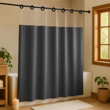 Imagem de Cortina Para Box de Banheiro em PVC Impermeável Antimofo com Visor Transparente - 1,38 x 2m (CINZA ESCURO)