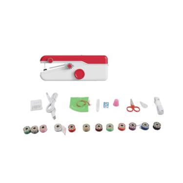 Imagem de MAVIS LAVEN Máquina de Costura Portátil Manual, Máquina de Costura Elétrica de Velocidade Dupla Alimentada por USB ou Bateria Com Cortador Incorporado para Casa e Viagem (vermelho)
