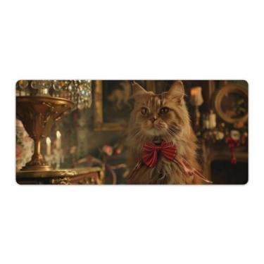 Imagem de FoRes Tapete de rato de gato fofo nobre grande base de borracha antiderrapante para jogos, acessórios de computador portátil, suprimentos para escritório, casa, 40 x 90 cm, estilo