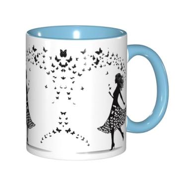 Imagem de Zeraoke Caneca de café criativa com estampa de borboletas de dança, personalizada, presente para a família, tamanho de 325 ml, unissex