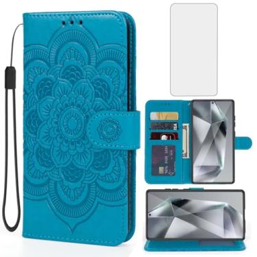 Imagem de Bohefo Capa para Galaxy S25 Ultra/Capa carteira para Samsung S25Ultra S938U com protetor de tela de vidro temperado, capa de celular flip de couro com suporte para cartão de crédito para Samsung