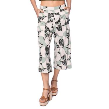 Imagem de Calça Pantacourt Feminina Bruna e Bia Estampada Verde/bege-Feminino