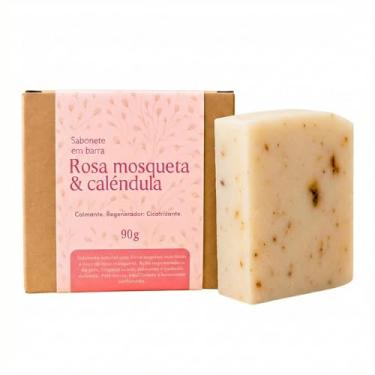 Imagem de Sabonete Estimulador de colágeno de Calêndula Rosa Mosqueta com Óleo Essencial de Lavanda - Hidratante Clareador Calmante 90g