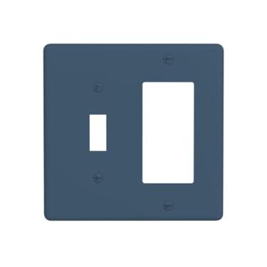 Imagem de WUYOCHA Capas de tomada decorativas Encore azul marinho 2 interruptores de luz, interruptor único, 1 balancim para tomadas elétricas, capas de placa de interruptor para quarto, cozinha, decoração de