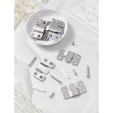 Imagem de 4 conjuntos de mini cabides para fotos, cabide de aço inoxidável, suporte de parede nivelado com parafuso, ganchos de moldura confiáveis para placas decorativas de tela de sinalização, quadros, 3 x