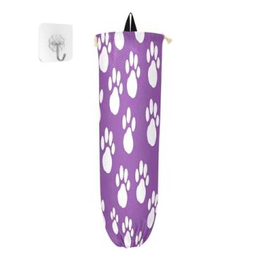 Imagem de Wassud Pacote com 2 suportes de saco de plástico com estampa de pata branca, suporte de sacola de mercearia, armazenamento de cozinha para decoração de despensa de cozinha em casa