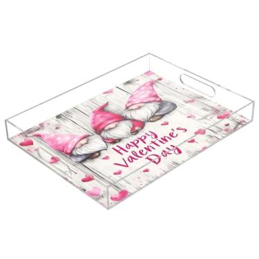Imagem de STAYTOP Bandeja de servir de acrílico para o Dia dos Namorados, 15,7 x 11,20 cm, bandejas decorativas à prova de derramamento, organizador de bancada para café da manhã, chá, comida, maquiagem