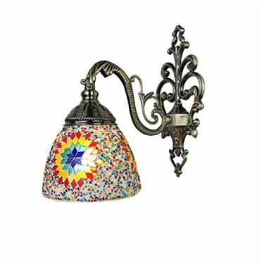 Imagem de Arandela de parede marroquina mediterrânea, aplique de parede turco com mosaico, luminária de cabeceira boêmia para sala de estar, quarto, corredor, varanda, café ou bar.