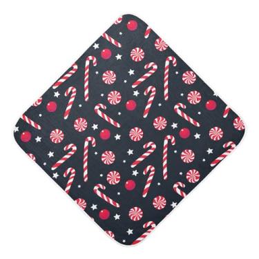 Imagem de Burbuja Toalha de banho para bebês Candy Cane - Toalha com capuz de musselina macia e absorvente para recém-nascidos, 76 x 76 cm