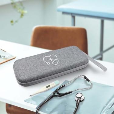 Imagem de Estojo rígido para estetoscópio compatível com 3M Littmann Classic III, Lightweight II S.E, Cardiology IV Diagnostic, MDF Acoustica Deluxe Estetoscópios para Martelo de Percussão Taylor, Cinza
