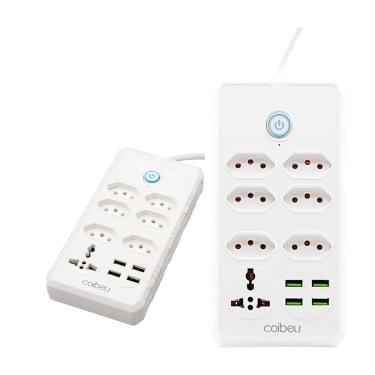 Imagem de Filtro de Linha Extensão 6 Tomadas 4 USB 1 Tipo-C Bivolt Interruptor Cabo de 5 Metros Protetor de Descarga eletrica