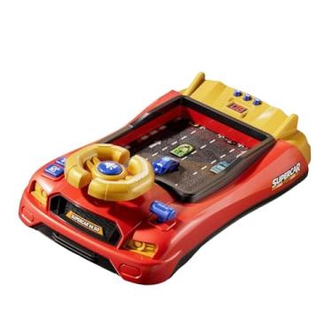 Imagem de oshhni Simulador de direção com volante, leve e musical, brinquedo educativo para meninos de 3, 4, 5 e 6 anos, Versão Vermelha Do Temporizador
