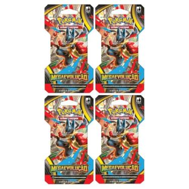 Imagem de Kit 4 Blister Unitário Pokémon Mega Evolução TCG Original Trading Card Game Colecionador Cartas Novo