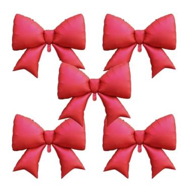 Imagem de 5 Pcs 39 Inch Giant Red Bow Foil Balloons, Red Bowknot Ribbon Balloons For Birthday Party Gender Reveal Baby Shower Wedding Bridal & Girl Theme Party Wall Decor