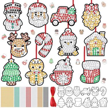 Imagem de Gersoniel 36 Sets Christmas Window Art Suncatcher Kits, Diamond Art Craft Ornament Kits with Ropes, Gem Suncatcher Fun Gemstone Sun Catcher, Diamond Crafts Gift