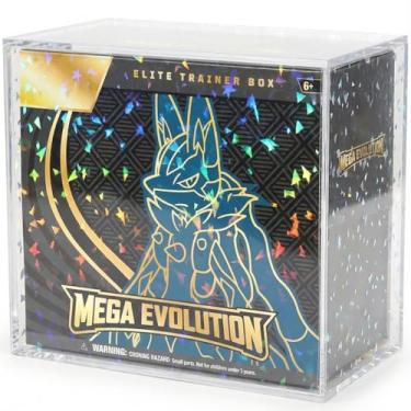 Imagem de PKMN ETB Elite Trainer Box Acrylic Display Case w/ Holographic Foil | Shiny TCG Packs & Trading Cards Collection Box | 5mm Ultra Thick Protector Case + N52 Magnet - Iridescent Holographic Confetti
