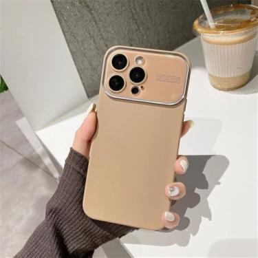 Imagem de Capa de silicone para iPhone 11 12 13 14 15 Pro Max à prova de choque, proteção traseira Candy Lens Cases Cover, marrom, para iPhone 12