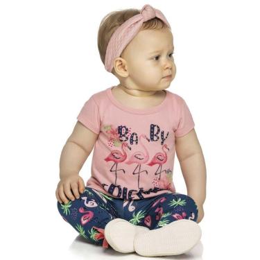 Imagem de Conjunto Bebê Infantil Menina Flamingos Rosa Elian-Feminino