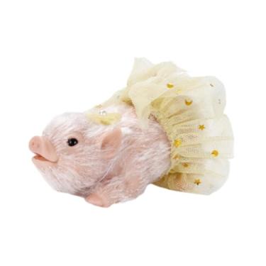 Imagem de menolana Porquinho de Silicone Mini Porquinho de Brinquedo Criativo e Realista, Boneca Reborn Fofo para Meninos e Meninas, Ideal para o Dia dos Namorados, com Vestido Amarelo