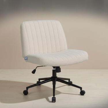 Imagem de Cadeira Escritório DT3 Dolly, Assento Extra Grande e Largo, Leisure, Penteadeira, Escrivaninha, Ceriticação NR-17, Giratória, com rodinha (Boucle, Cream)