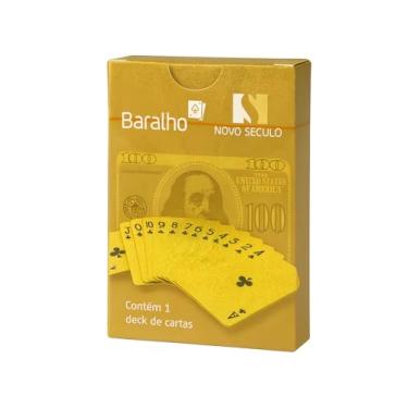 Imagem de Baralho Temático Nota de Dólar Versão Dourado ou Prata Cartas de Papel Premium, Baralho Decorativo para Jogos, Truco, Poker, Buraco, Paciência (Dourado)