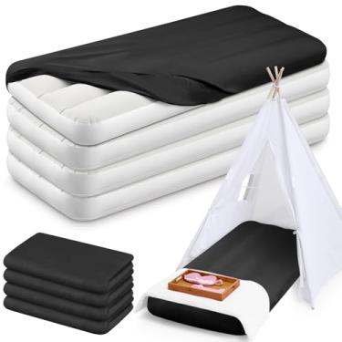 Imagem de Windyun 4 conjuntos de colchão de ar infantil a granel com lençol de elástico, cama inflável para crianças de 150 x 70 x 20 cm, almofada de dormir para acampar e acampar para crianças de 3 a 10 anos
