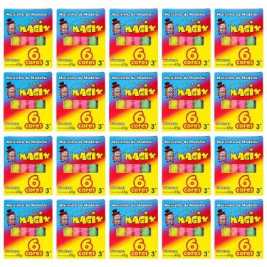 Imagem de Kit 20 Massinha De Modelar 6 Cores Magix 65g Multicolor