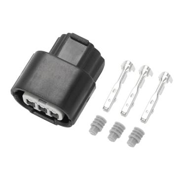 Imagem de Hihaha Conector de lâmpada pequena de alta tensão para Honda Civic/conector terminal de fio fêmea interno/plástico impermeável série de 1,2 mm/1 conjunto preto de 3 pinos