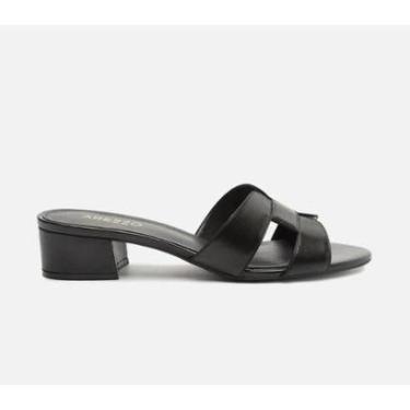 Imagem de TAMANCO MULE FEMININO AREZZO COURO SALTO BLOCO A031990246-Feminino