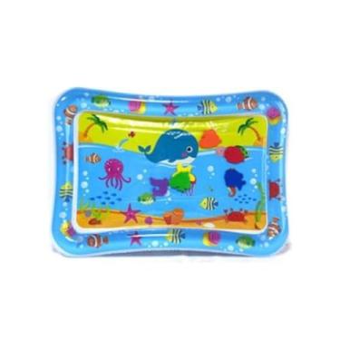 Imagem de Tapete Aquático Inflável Infantil com Temática do Oceano, Brinquedo Sensorial para Bebês, Design Marinho Colorido com Peixes e Estrelas do Mar (Baleia)