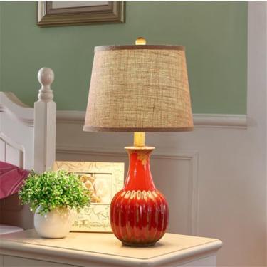 Imagem de Luxo Contemporâneo Lâmpada De Mesa De Cerâmica LED Criatividade Americana Sala De Estar Quarto Estudo Villa Hotel Cama Mesa Luz (Estilo 001B)