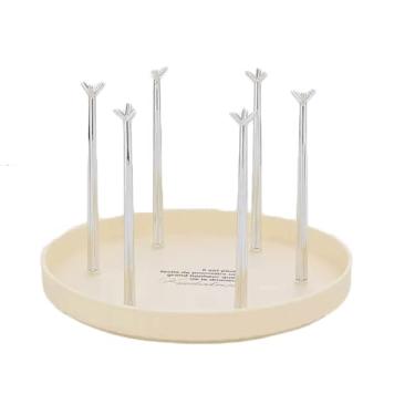 Imagem de LNQKJXIIA Boutiques US Suporte de árvore para caneca de café com 6 ganchos, organizador de bancada de plástico ABS com base giratória de trava, borda assada, escorredor de copos antiderrapante (branco