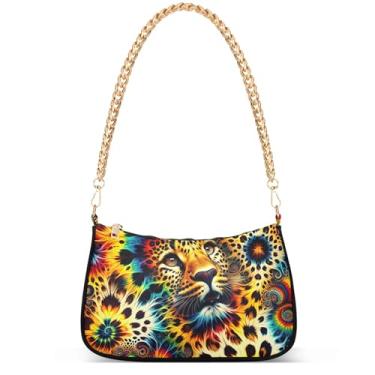 Imagem de Bolsa feminina pequena para celular flamingos rosa aquarela praia pequena bolsa de mão fofa bolsa de ombro, Tie Dye Leopard