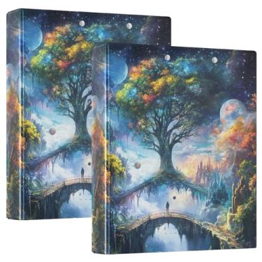 Imagem de Fichário grande com bolsos Fantasy Castle Bridge com 3 argolas e prancheta, pacote com 2, pasta com 3 furos